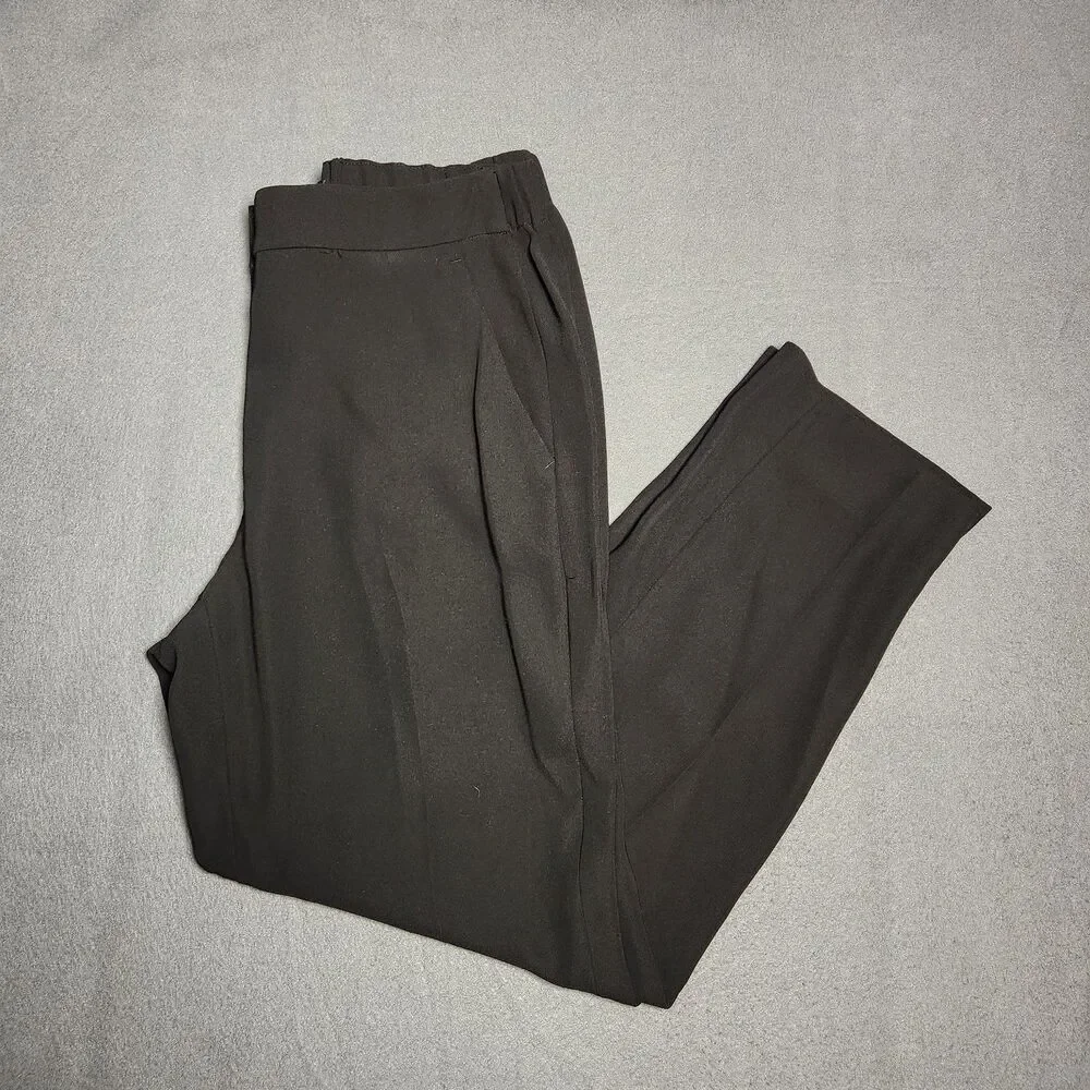 J. Crew Dress Pants Women 4 Black High Rise Straight Leg Elastic Waist